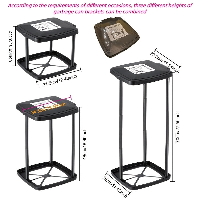 Adjustable Folding Bin Bag Holder – Three-Part Height Adjustable Stand for Home or Outdoor