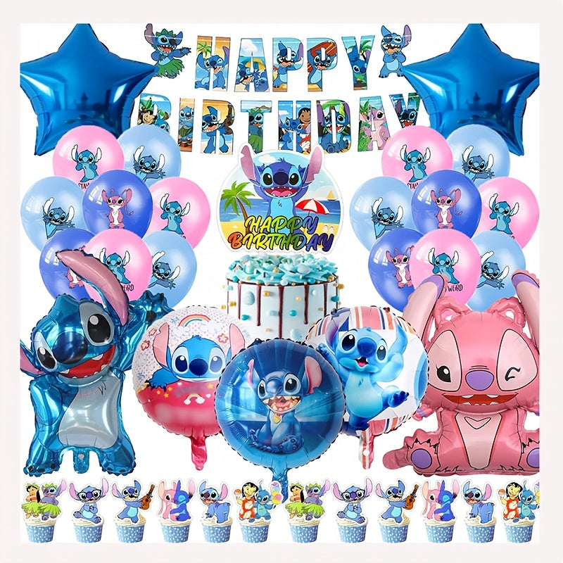 Lilo & Stitch Birthday Set - Complete Party Pack for Children with Balloons and Decorations