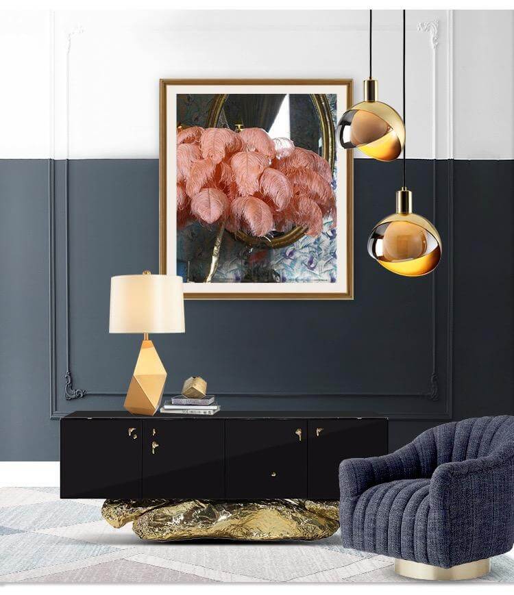 Pendant Light - Smoky Glass & Gold