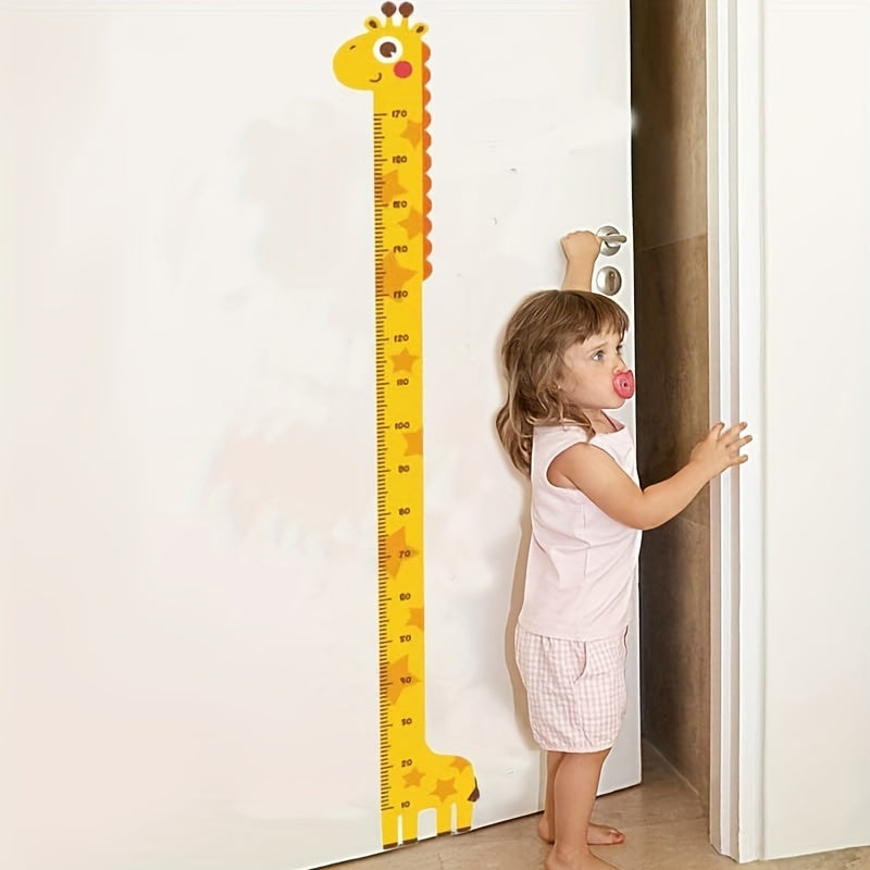 Cute Giraffe Growth Chart Sticker for Children - Easy to Apply and with Colourful Tail