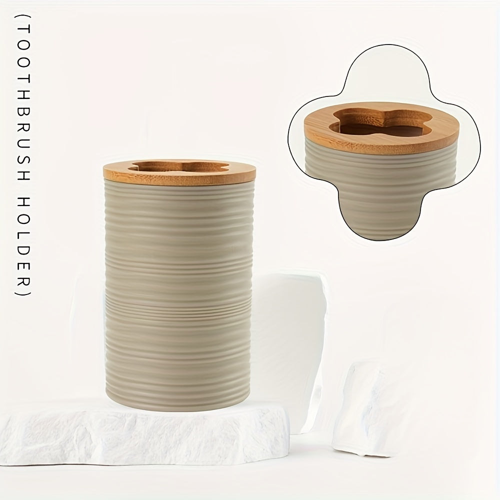 Modern Bathroom Set with Bamboo Accents – Organised and Elegant in One