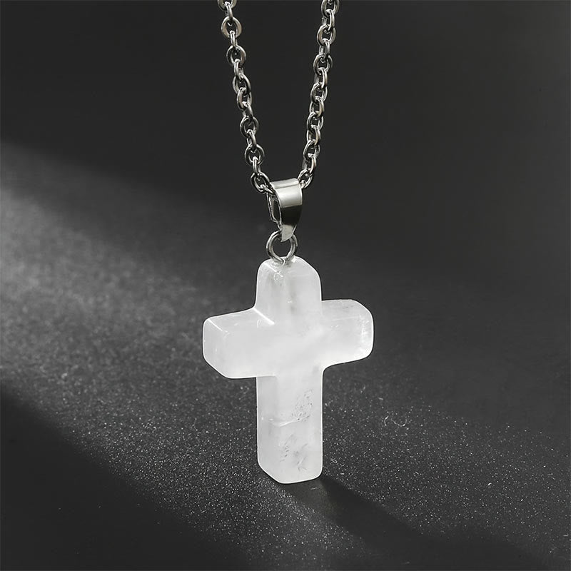 Necklace with Cross made of Natural Gemstones – Seraphina