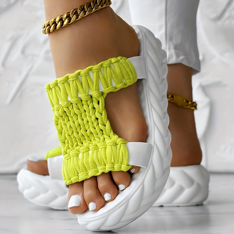 Comfortable Ladies Sandals with Woven Upper and Platform Sole