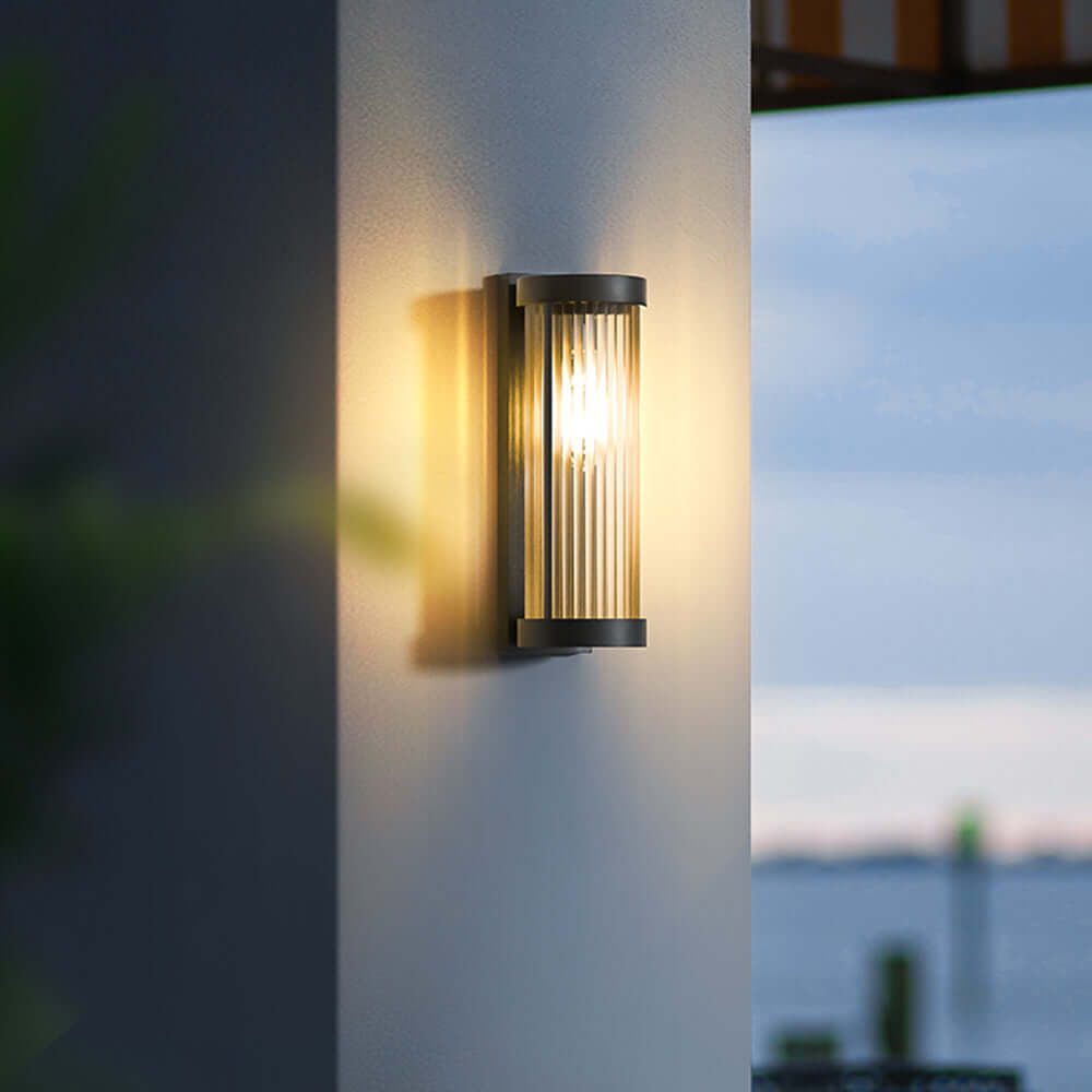 Modern Outdoor Lamp Cylindrical Metal & Glass