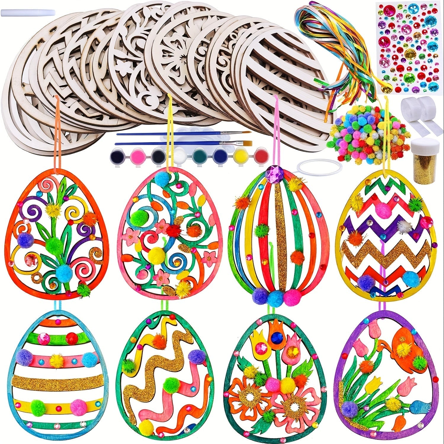 DIY Easter Egg Craft Kit – Decorate Your Own Colourful Wooden Easter Eggs for Easter