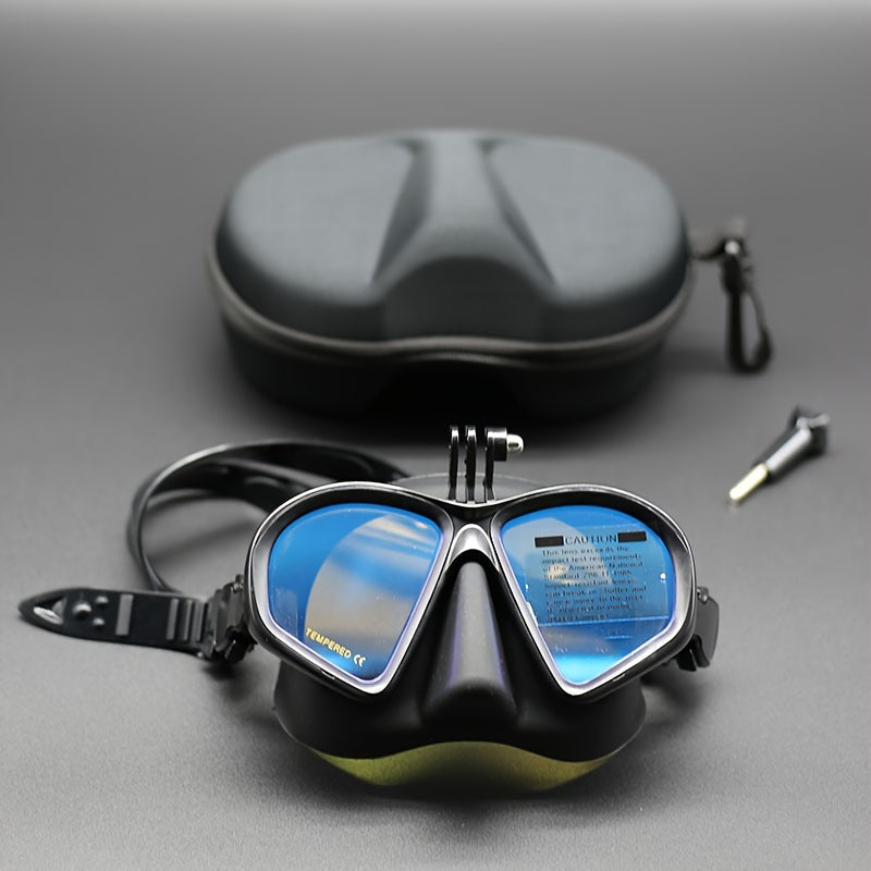 Tempered Diving Mask with Storage Case - Dive Goggles with Anti-Fog and Camera Mount