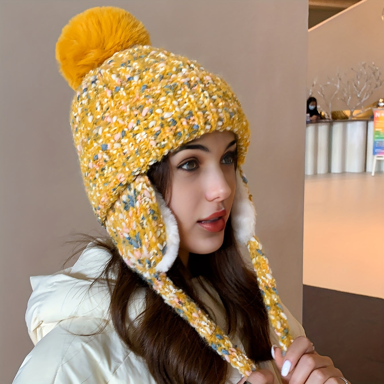 Olivia Warm Winter Hat – Knitted Hat with Fleece and Ear Flaps