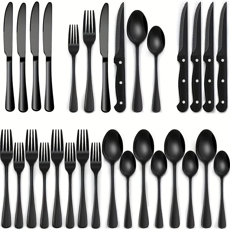 Black Stainless Steel Cutlery Set – Modern Design with High-Quality Finish