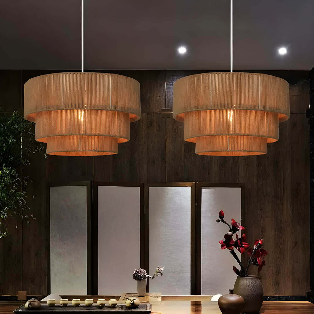 Pendant Lamp Rope & Metal - Industrial Design
