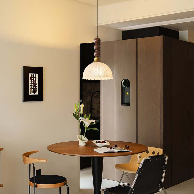 Pendant Light with Glass - Wood & Metal