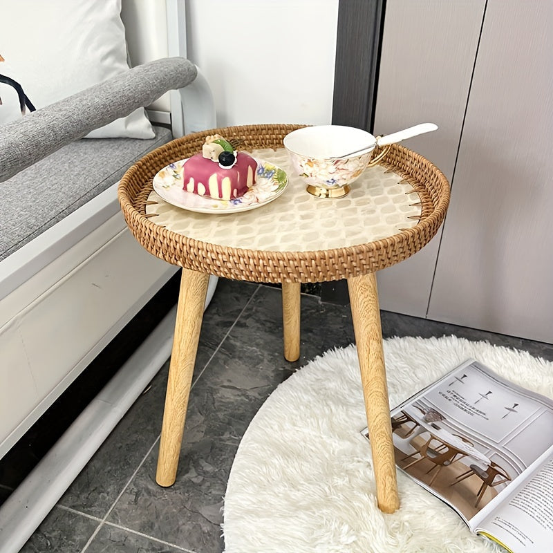 Scandinavian Rattan Side Table - Elin