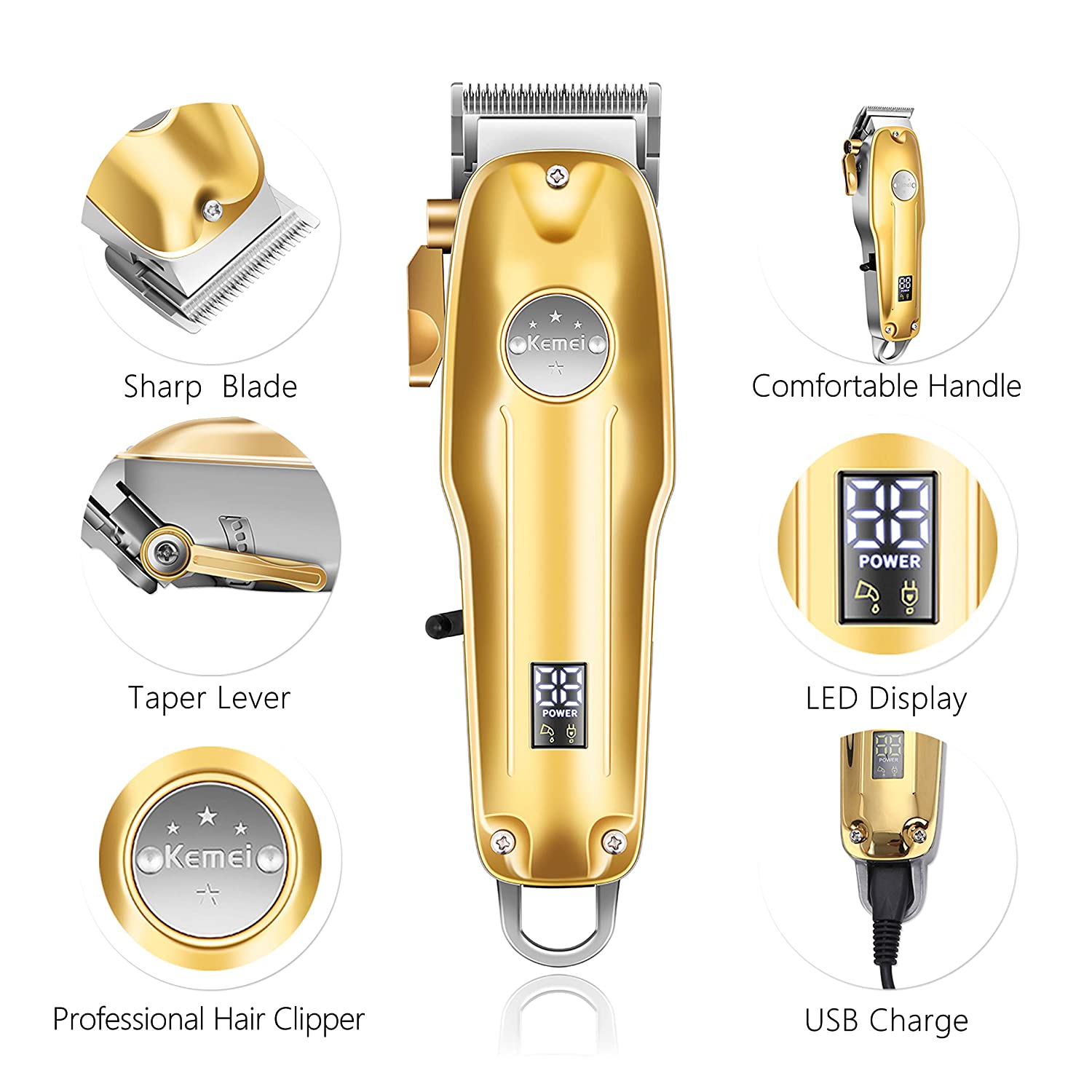 3-in-1 Professional Hair Clipper Set - Cordless Clipper, T-Blade Outliner and Foil Shaver for Men