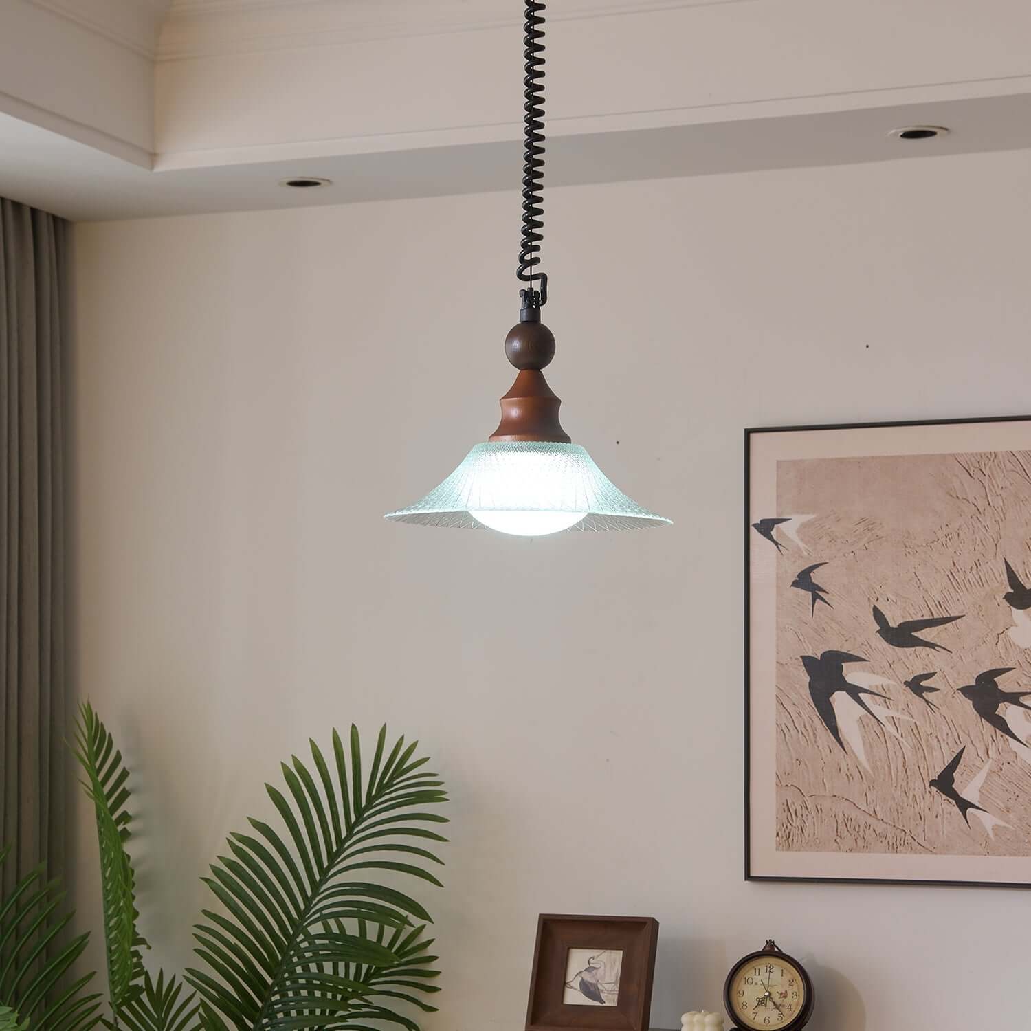 Pendant Light with Wooden Accents