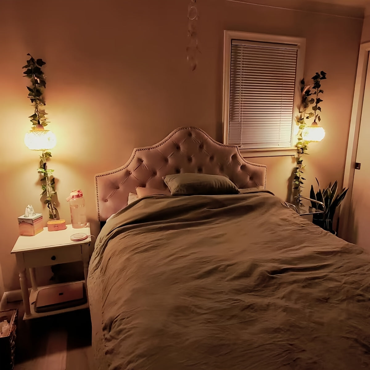 Rustic Bamboo Wall Lamp – Woven Shade with Plug Vintage Style