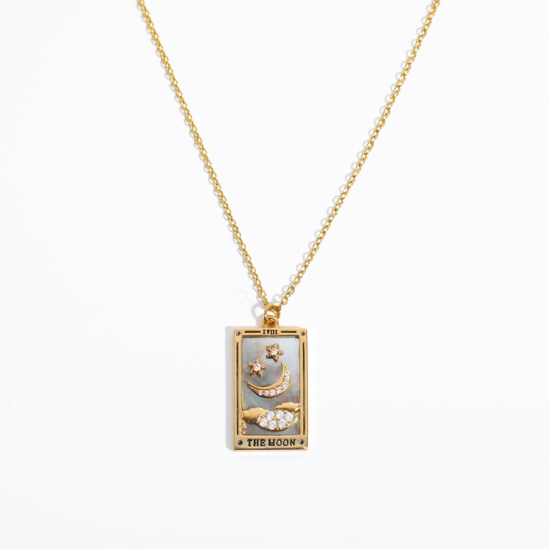 Zirconia Gold-Plated Tarot Drop Pendant Necklace – Amara