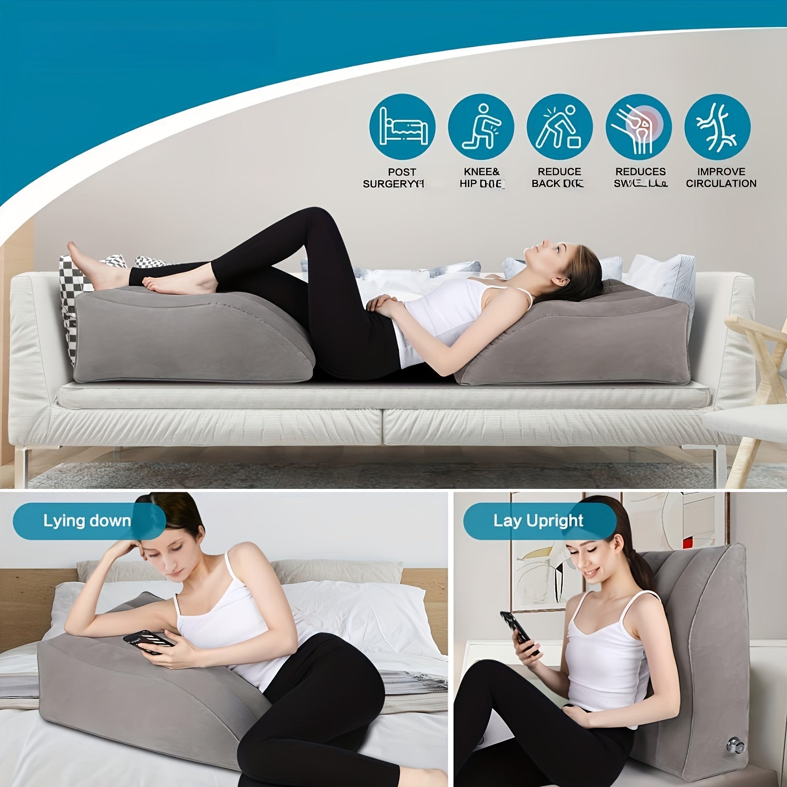 Inflatable Leg Elevation Cushion - For Improved Blood Circulation, Ideal for Sleeping