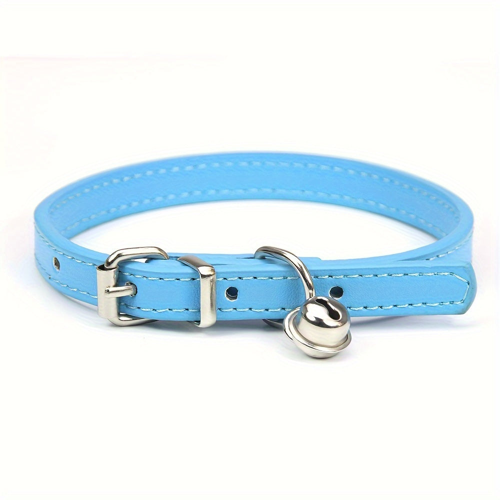 Adjustable Cat Collar with Bell – Durable Faux Leather and Safety Buckle for Cats of All Sizes