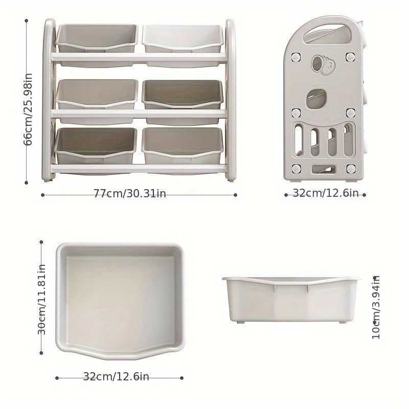 MultiStore Storage Rack - Spacious and Sturdy Organiser with 6 Bins