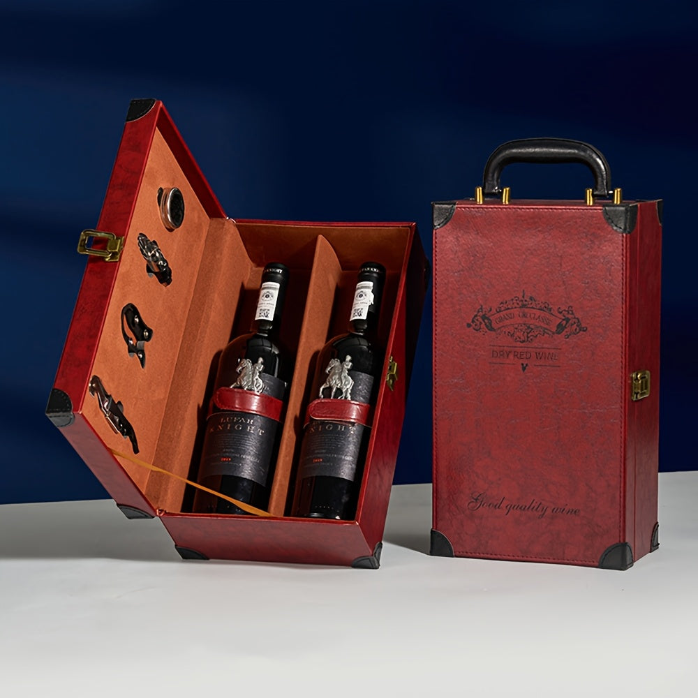 Classic 2-Bottle Wine Carrier with Accessories – Portable Gift Box
