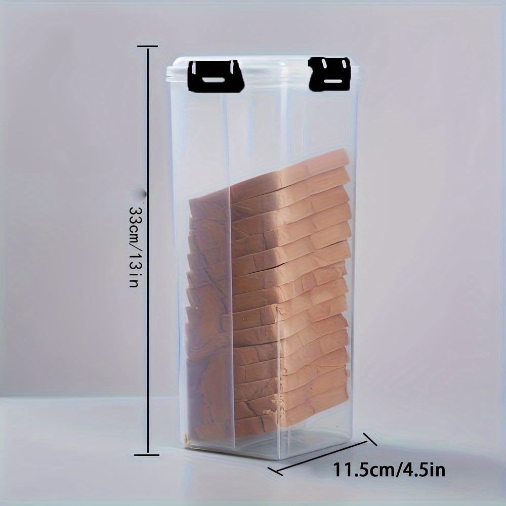 Transparent Bread Box with Airtight Lid - Freshness Preservation and Slicing Guide