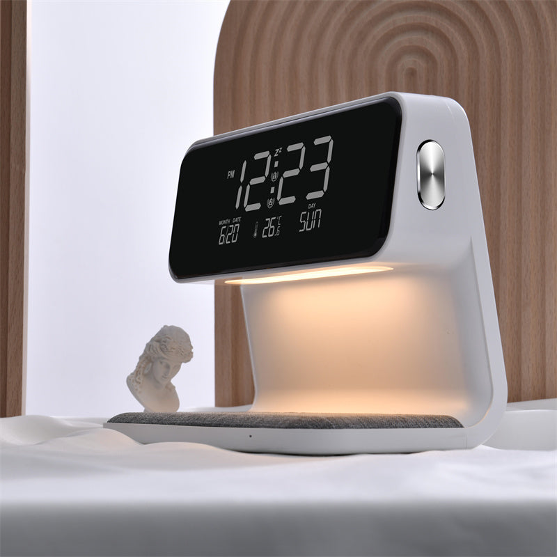 3-in-1 Bedside Lamp with Wireless Charger – LCD Alarm Clock & Touch Dimmable LED Table Lamp