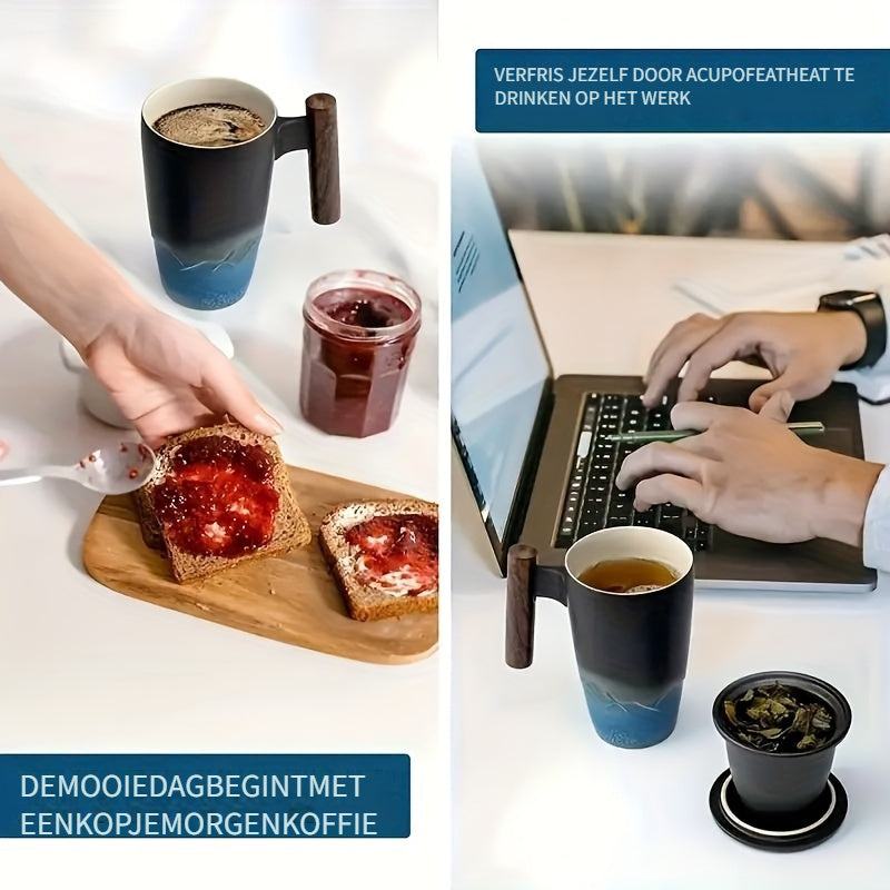 Handmade Ceramic Tea Mug with Strainer – Authentic Design and Practical Use