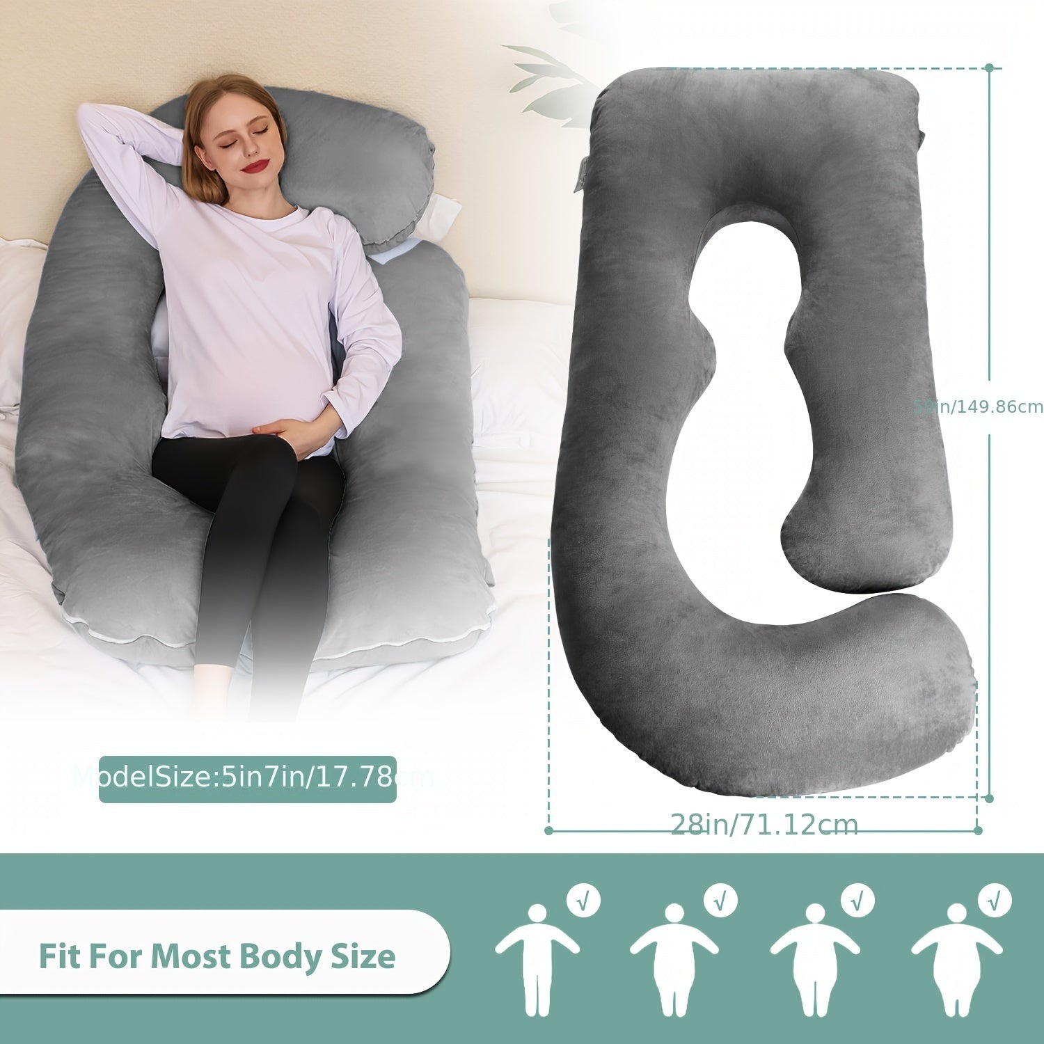 Comfortable J-Shaped Pregnancy Pillow – Full Body Support