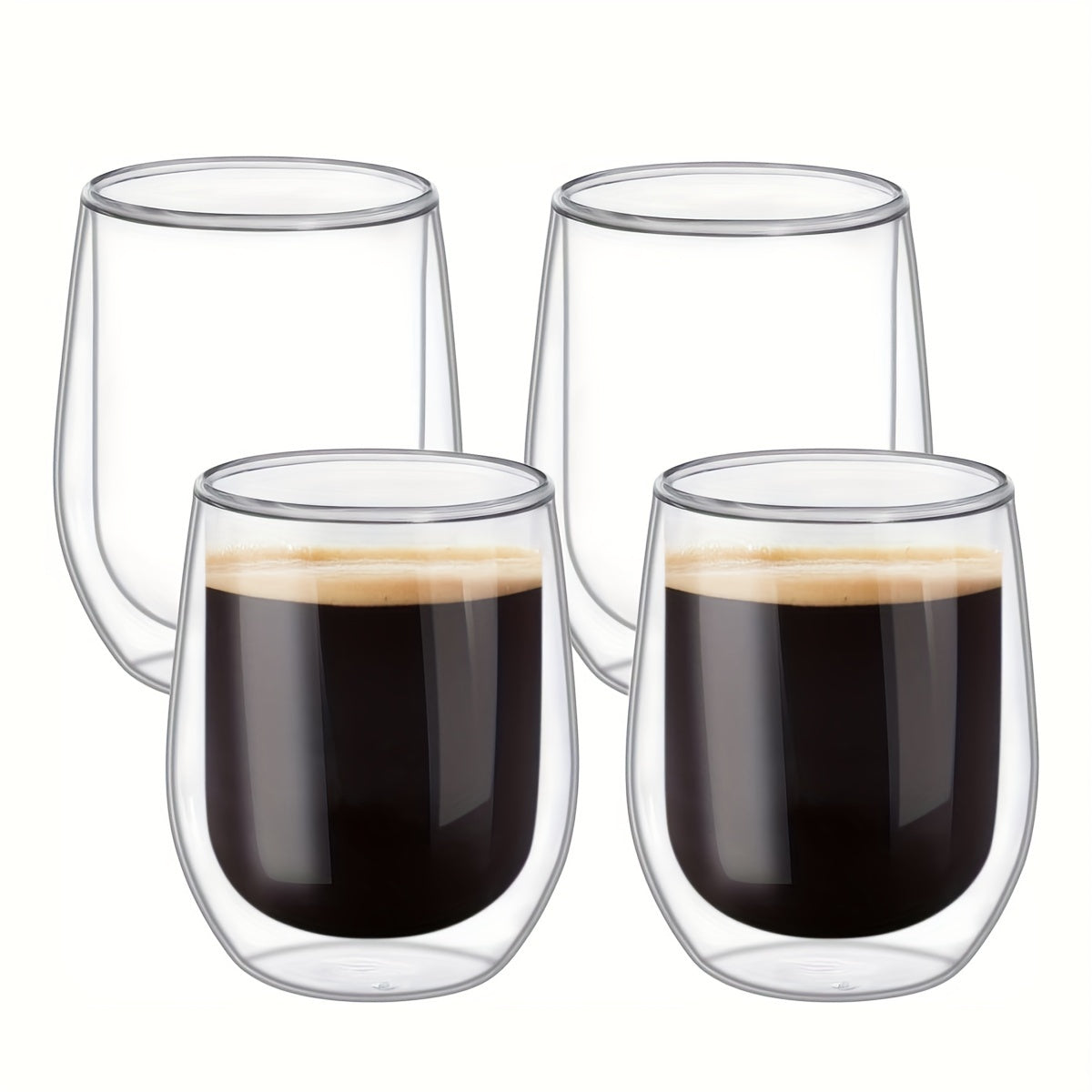 Set of 4 Double-Walled Glasses – 350ml Glass for Hot and Cold Drinks