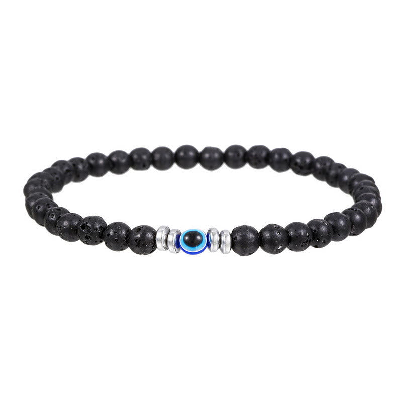 Men's Bracelet Made of 4 mm Natural Stone with Evil Eye Bead – Thor