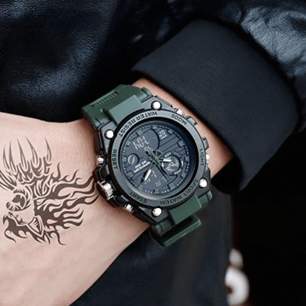 ⌚Sporty Dual-Display Mode Multifunctional Waterproof Illuminated Men's Wristwatch