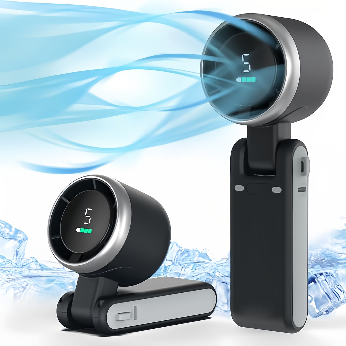 Compact Turbo Handheld Fan – 3-in-1 USB Rechargeable with 5 Speeds