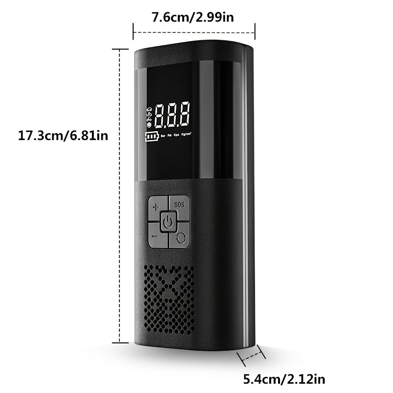 Portable Air Compressor – Smart Tyre Inflator with LCD Screen and LED Lights