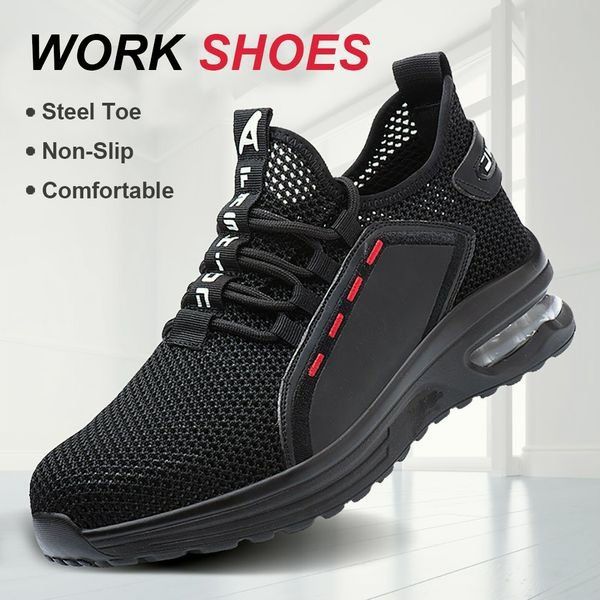 Ultra-lightweight, breathable, slip-resistant work shoes with steel toe cap