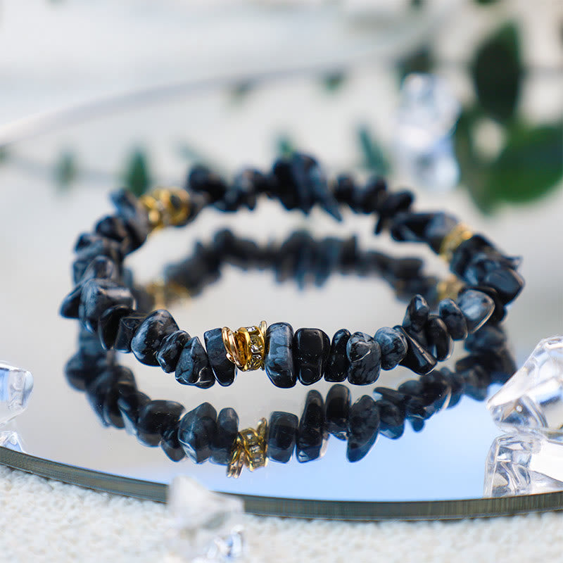 Stylish Bracelet Made of Natural Stones and Crystal Beads - Celine
