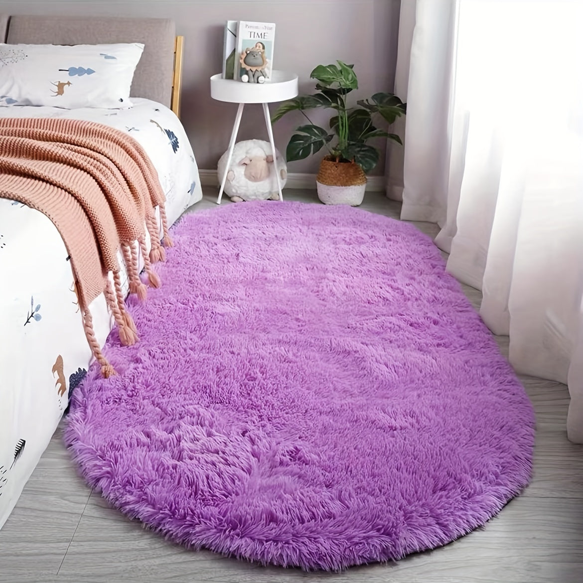 Plush Oval Rug – Soft and Stylish Rug for Bedroom and Living Room Decoration