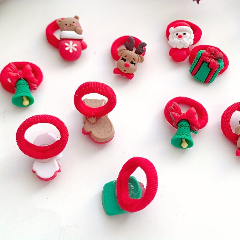 Festive Christmas Hairbands Set - 10 Pieces for Enchanting Styling