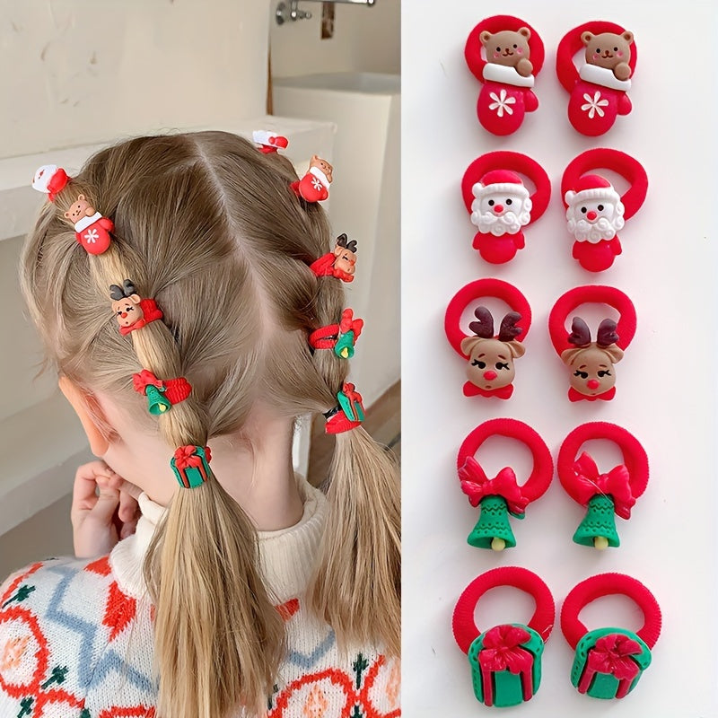 Festive Christmas Hairbands Set - 10 Pieces for Enchanting Styling