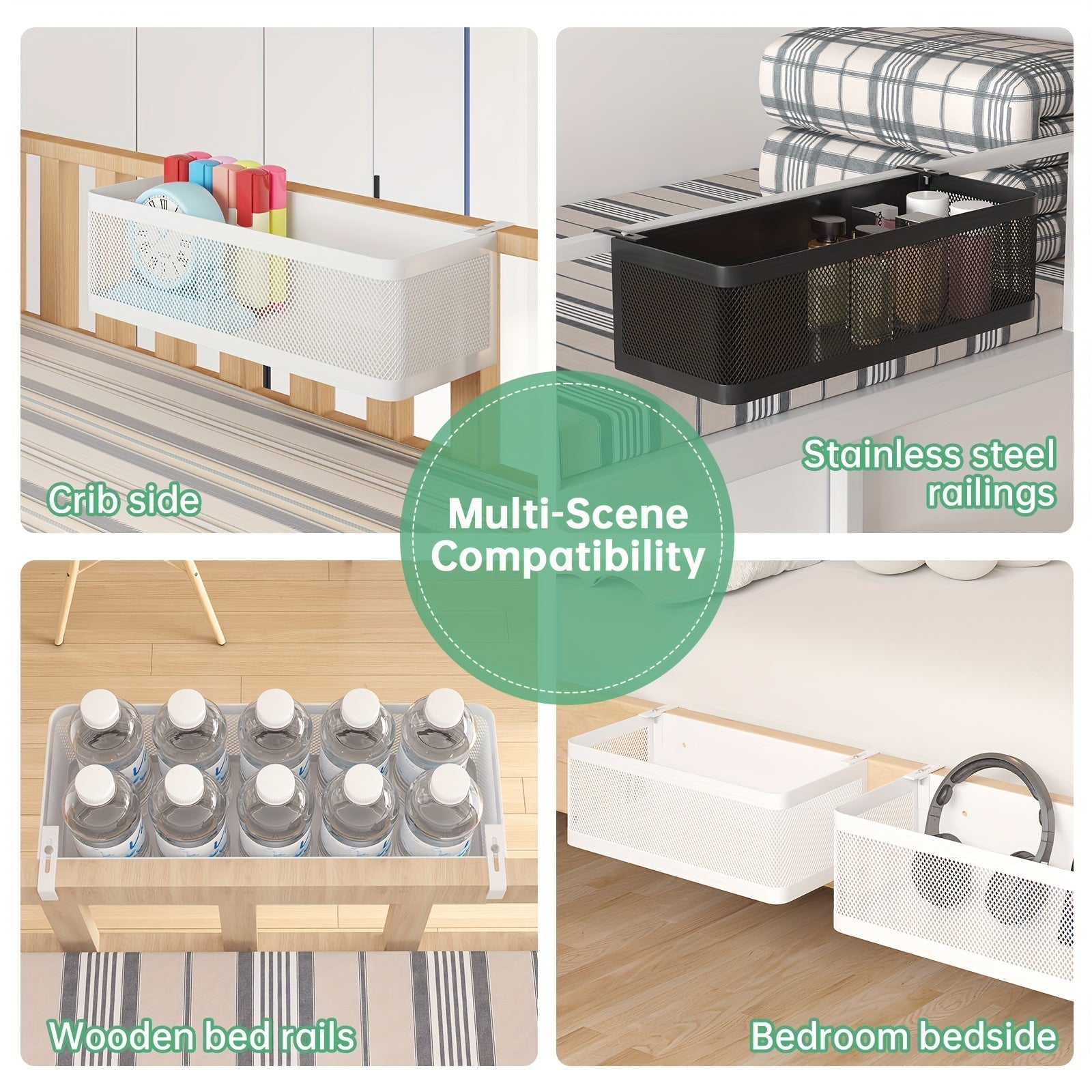 Adjustable Metal Storage Basket with Hooks - Handy Solution for Organisation