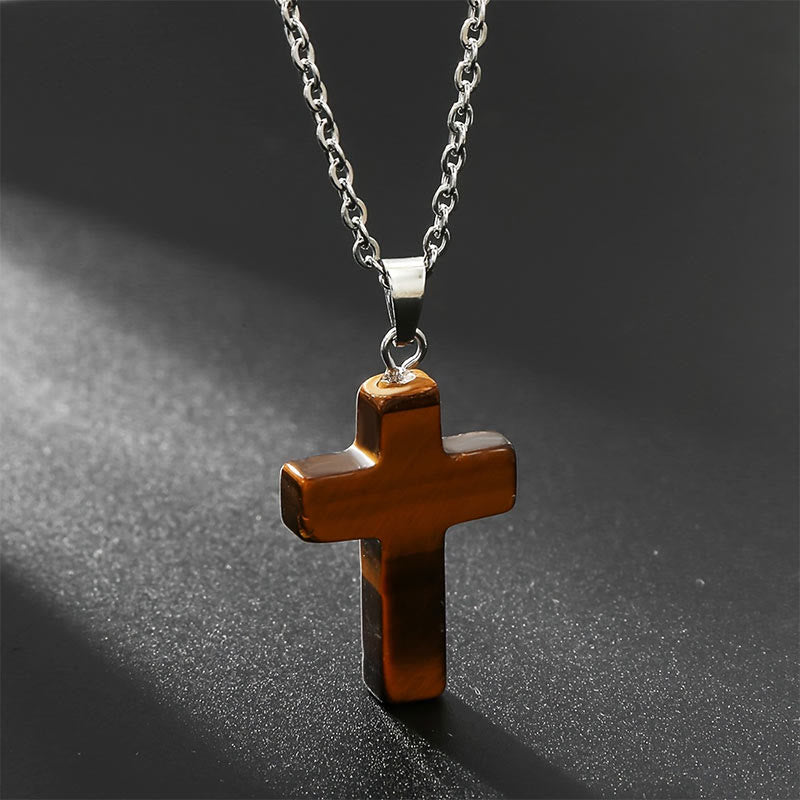 Necklace with Cross made of Natural Gemstones – Seraphina