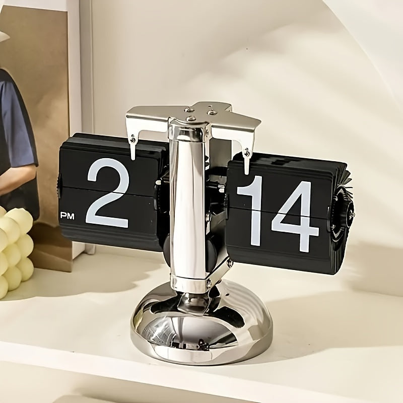 Retro Flip Clock with Steel Accents - TempoFlip