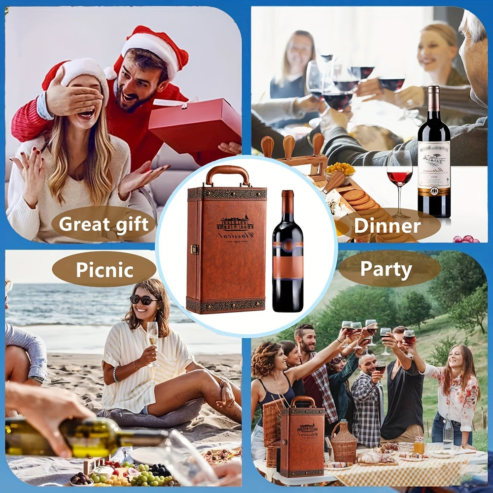 Classic 2-Bottle Wine Carrier with Accessories – Portable Gift Box