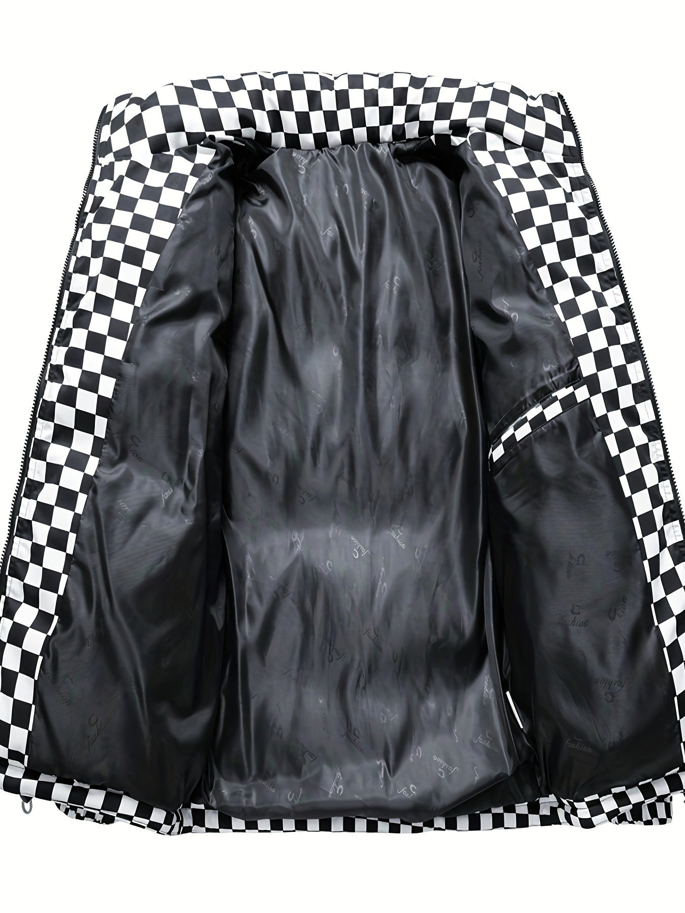 Stylish Checked Puffer Jacket for Men – Breathable and Warm Winter Jacket with Stand-Up Collar