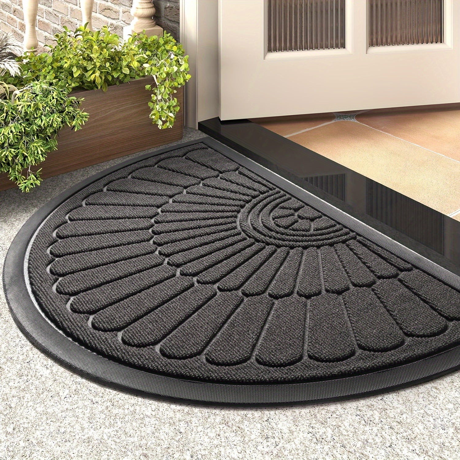 Sustainable Rubber Doormat - Half-Round Design for Outdoors and Indoors