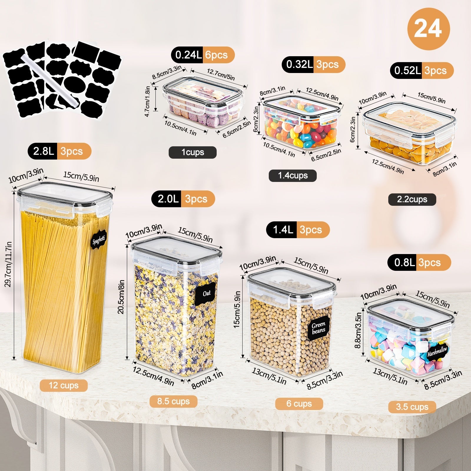 24-Piece Premium Kitchen Storage Set – Practical and Organised