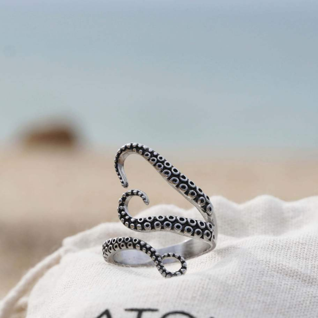 Adjustable Silver Ring with Tentacle – Lotte