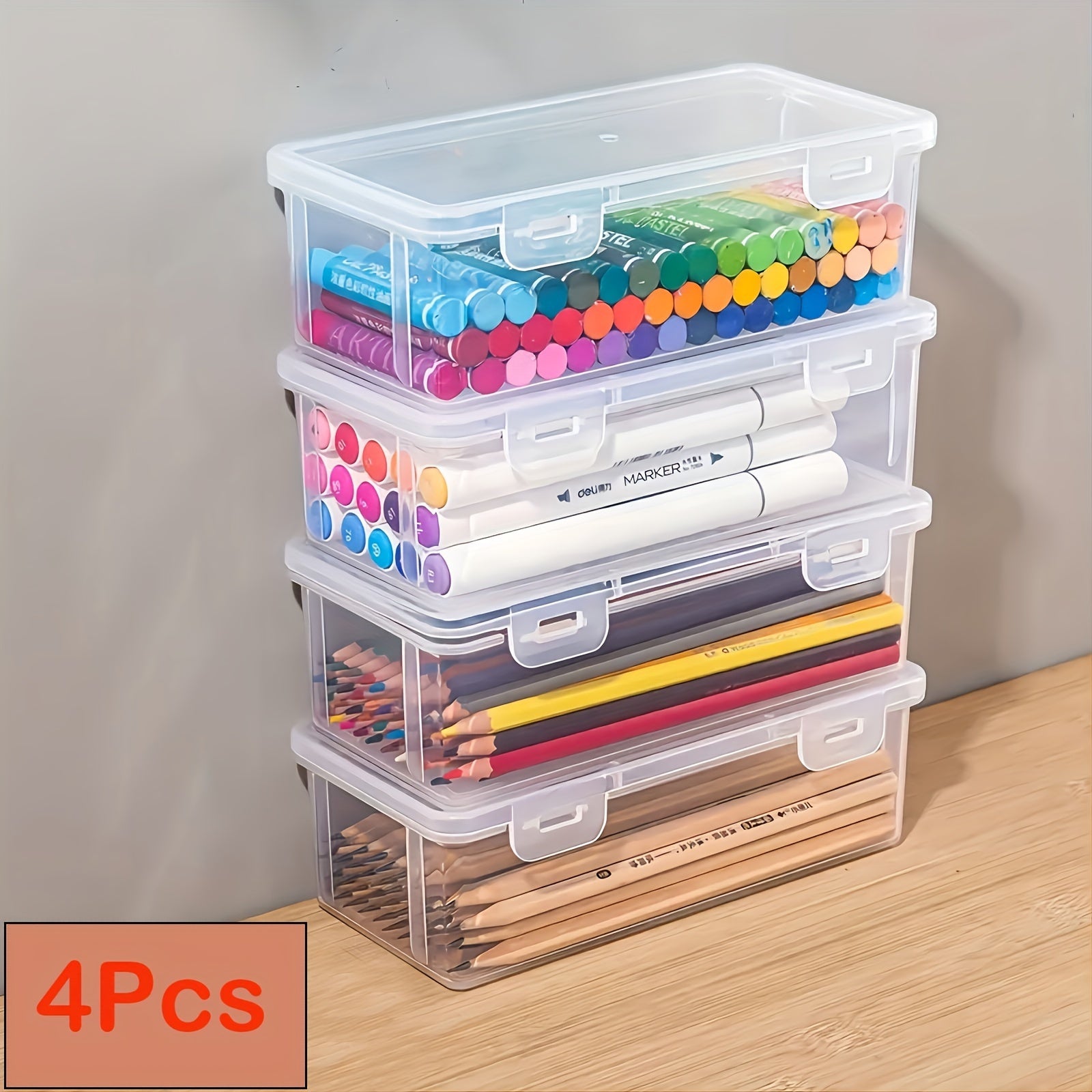 Transparent Storage Box - Practical and Durable for School Supplies
