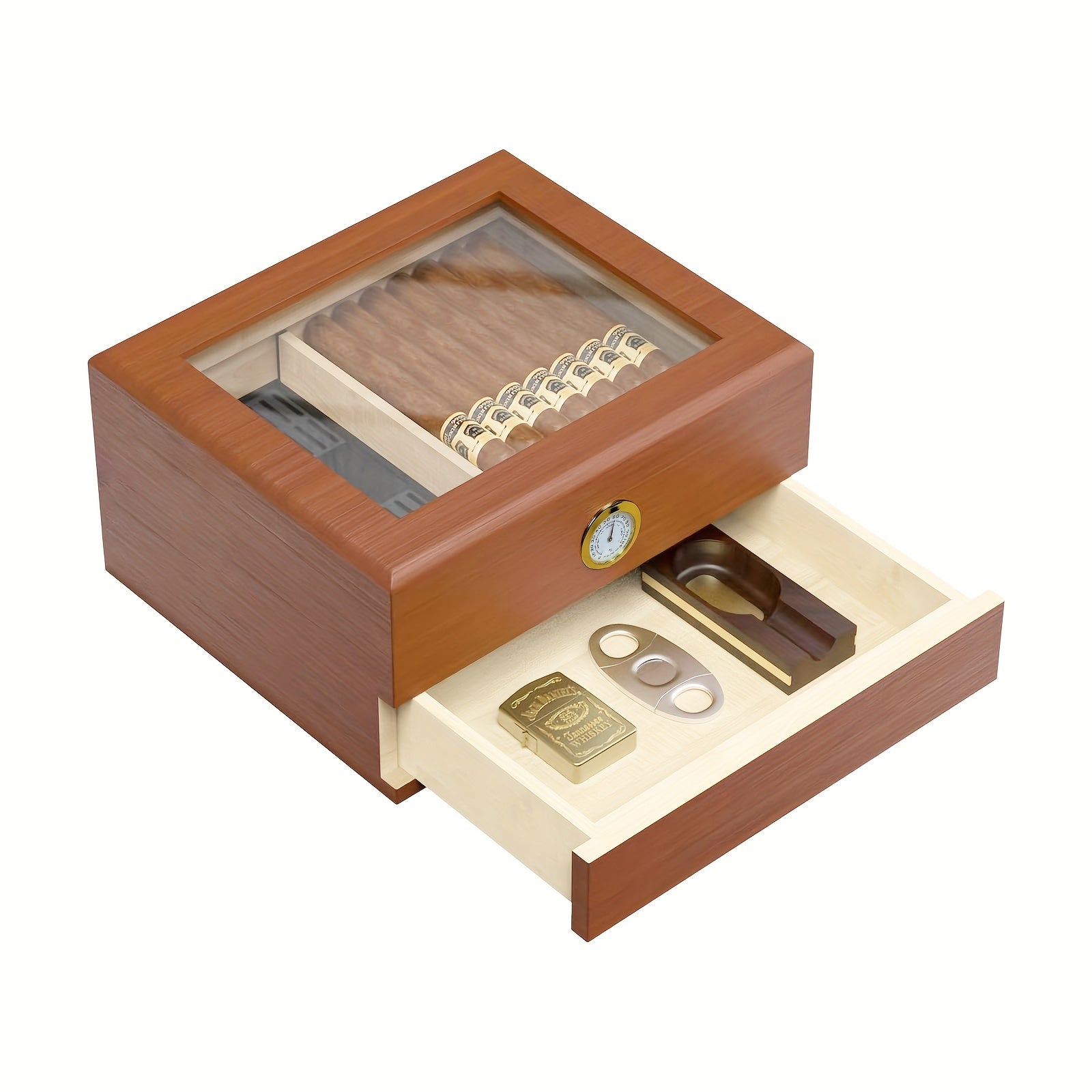 Luxury Cigar Humidor with Hygrometer | Cigar Accessory | Stylish Cigar Box with Humidifier and Cedar Wood Interior