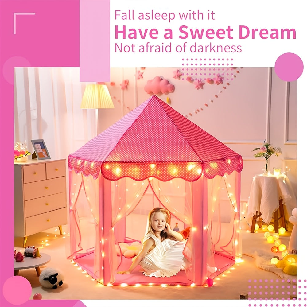 Princess Play Tent with Star Lighting – Perfect for Indoor or Outdoor Play