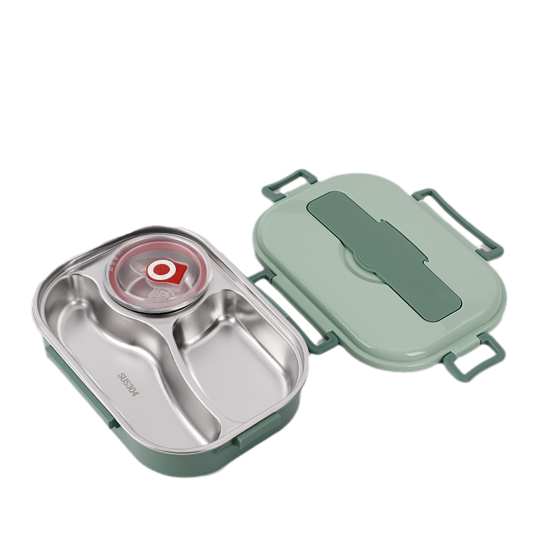 Stainless Steel Thermo-Lunchbox – Inner Lining Made of Stainless Steel – 3 or 4 Compartments with Soup Bowl – Wall Clock