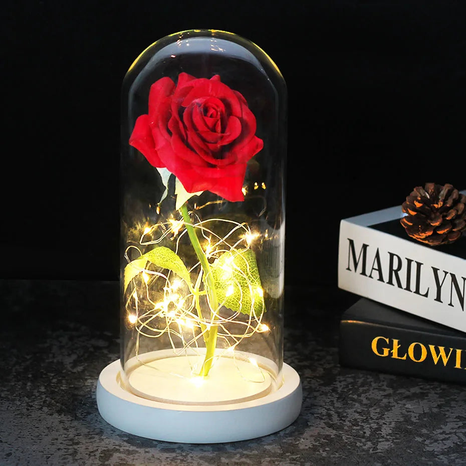 GlowPetal Romantic LED Rose Lamp | Glass Dome Decoration with Soft Light for Special Moments